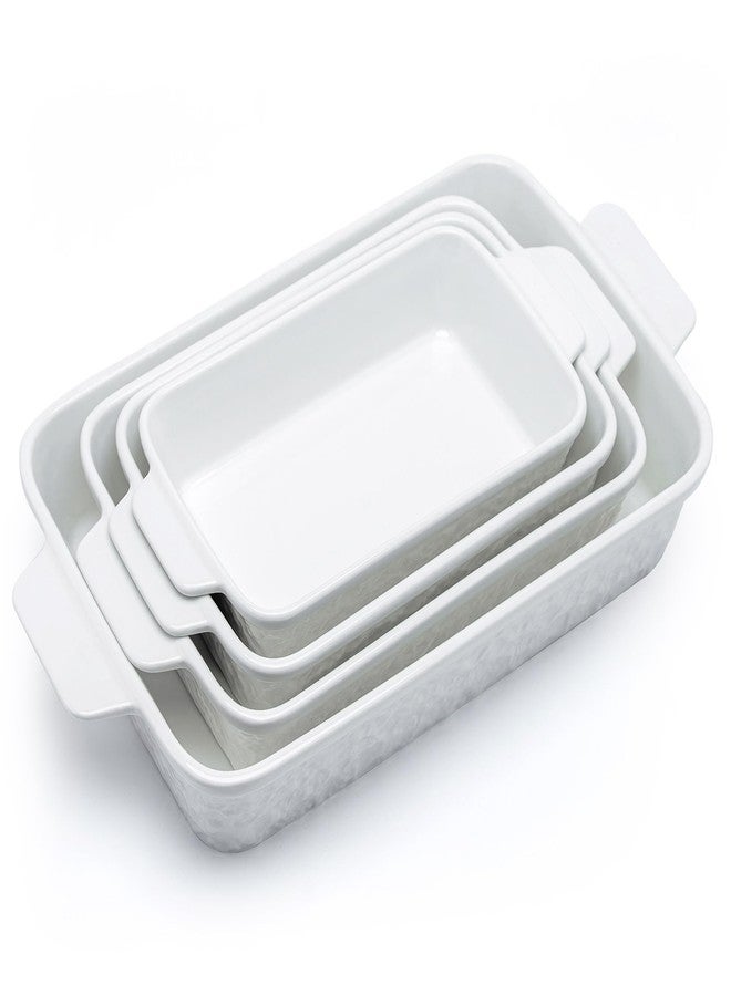Dafuceramic Casserole Dishes for Oven, Baking Dishes, Ceramic Bakeware Sets of 4, Rectangular Baking Pan Set with Handles for Baking, Casserole, Kitchen, Wedding Gift,White - Image 1